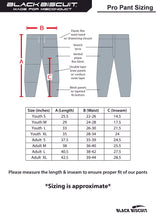 Load image into Gallery viewer, Pro Pant sizing chart
