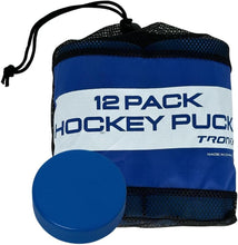 Load image into Gallery viewer, TronX Youth Mite Blue 4oz Ice Hockey Pucks - 12 Pack
