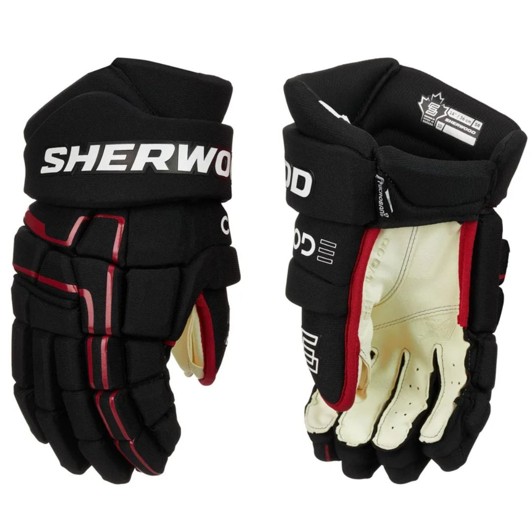 Sherwood Code NHL Team Stock Senior Hockey Gloves - Chicago Blackhawks